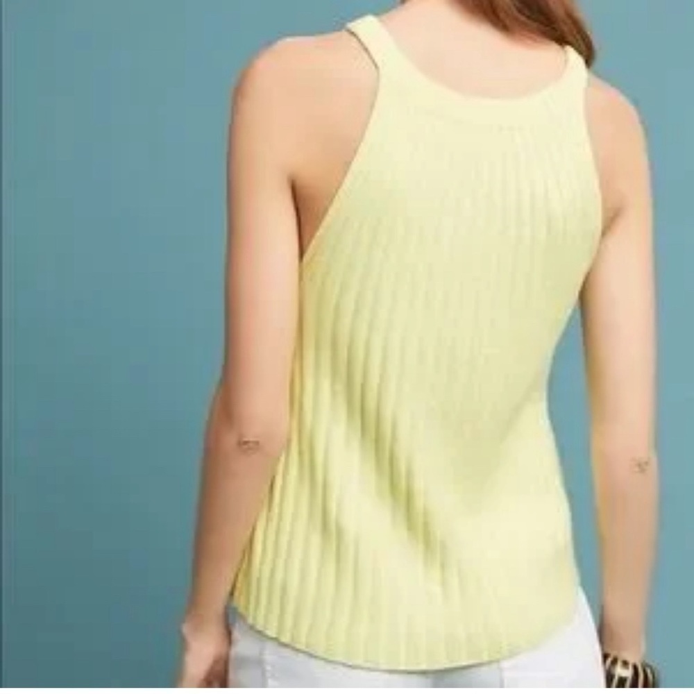 Anthropologie | Zadkine Ribbed Mock Neck‎ Sweater Tank in Canary Yellow Size Med - Picture 2 of 10